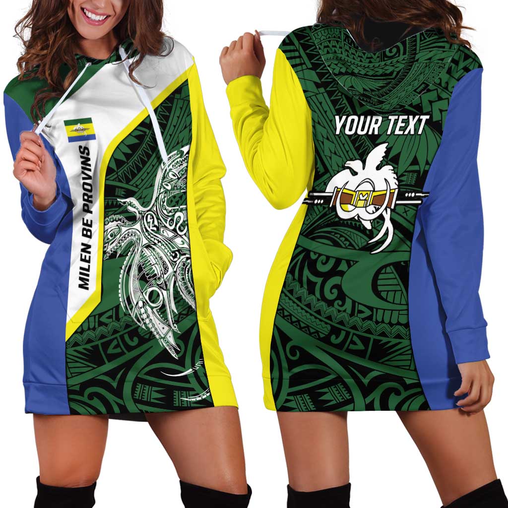 Personalised PNG Morobe Province Hoodie Dress Bird of Paradise Tattoo Flag Motif LT9 - Polynesian Pride