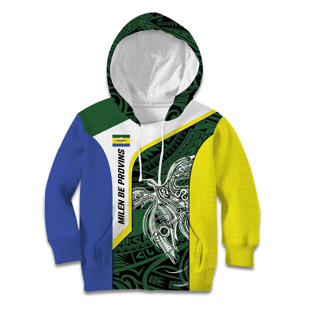 Personalised PNG Morobe Province Kid Hoodie Bird of Paradise Tattoo Flag Motif LT9 Hoodie Green - Polynesian Pride