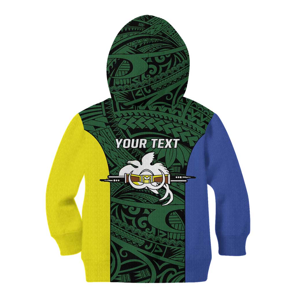 Personalised PNG Morobe Province Kid Hoodie Bird of Paradise Tattoo Flag Motif LT9 - Polynesian Pride