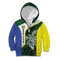 Personalised PNG Morobe Province Kid Hoodie Bird of Paradise Tattoo Flag Motif LT9 Zip Hoodie Green - Polynesian Pride