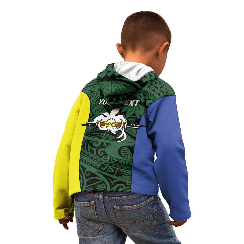 Personalised PNG Morobe Province Kid Hoodie Bird of Paradise Tattoo Flag Motif LT9 - Polynesian Pride