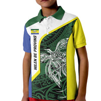 Personalised PNG Morobe Province Kid Polo Shirt Bird of Paradise Tattoo Flag Motif LT9 Kid Green - Polynesian Pride