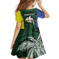 Personalised PNG Morobe Province Kid Short Sleeve Dress Bird of Paradise Tattoo Flag Motif LT9 - Polynesian Pride