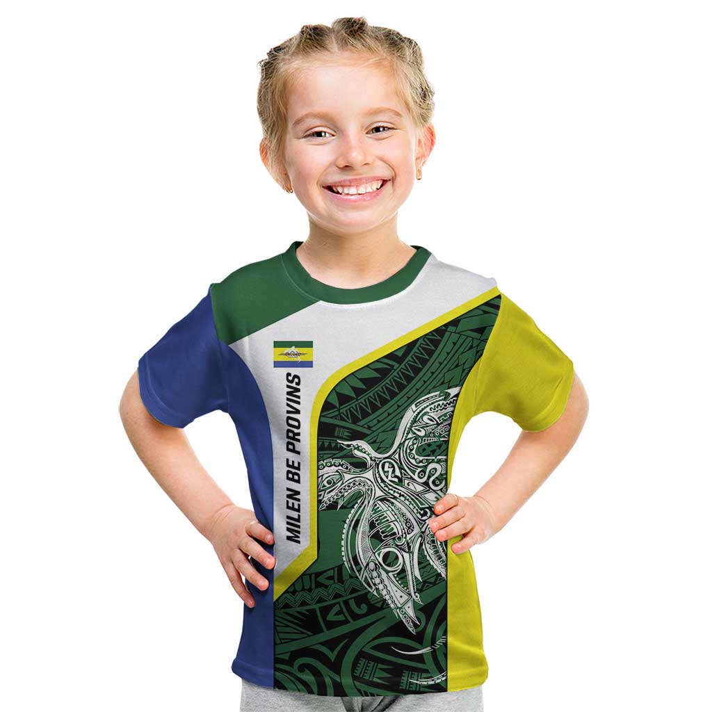 Personalised PNG Morobe Province Kid T Shirt Bird of Paradise Tattoo Flag Motif - Polynesian Pride