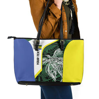 Personalised PNG Morobe Province Leather Tote Bag Bird of Paradise Tattoo Flag Motif LT9 - Polynesian Pride