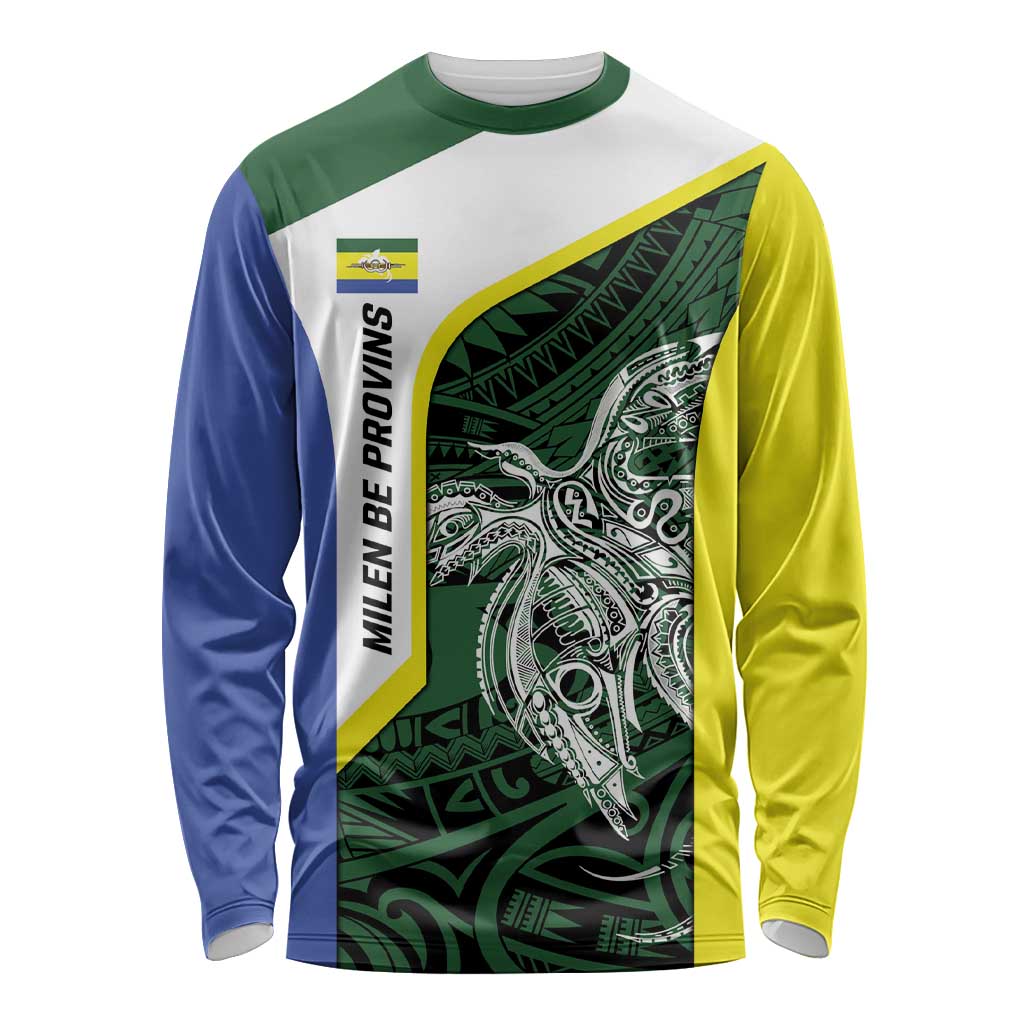 Personalised PNG Morobe Province Long Sleeve Shirt Bird of Paradise Tattoo Flag Motif LT9 Unisex Green - Polynesian Pride