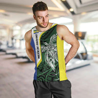 Personalised PNG Morobe Province Men Tank Top Bird of Paradise Tattoo Flag Motif LT9 Green - Polynesian Pride