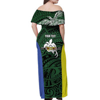 Personalised PNG Morobe Province Off Shoulder Maxi Dress Bird of Paradise Tattoo Flag Motif LT9 - Polynesian Pride