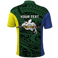 Personalised PNG Morobe Province Polo Shirt Bird of Paradise Tattoo Flag Motif LT9 - Polynesian Pride