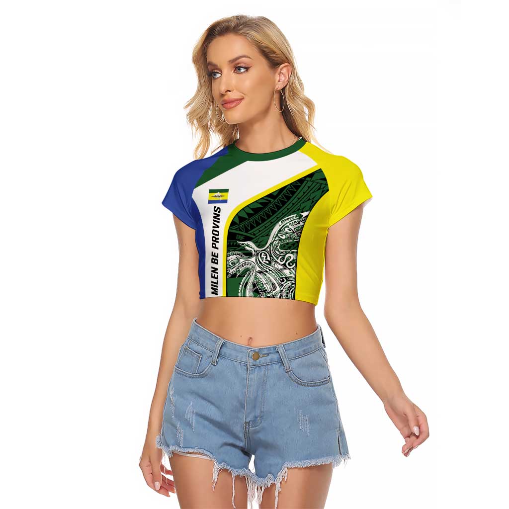 Personalised PNG Morobe Province Raglan Cropped T Shirt Bird of Paradise Tattoo Flag Motif LT9 Female Green - Polynesian Pride