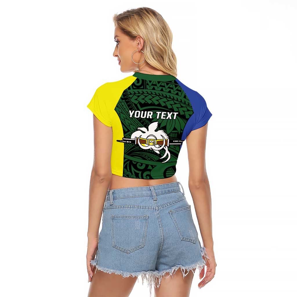 Personalised PNG Morobe Province Raglan Cropped T Shirt Bird of Paradise Tattoo Flag Motif LT9 - Polynesian Pride