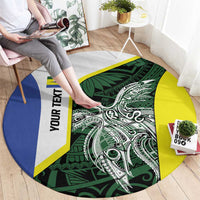 Personalised PNG Morobe Province Round Carpet Bird of Paradise Tattoo Flag Motif LT9 - Polynesian Pride