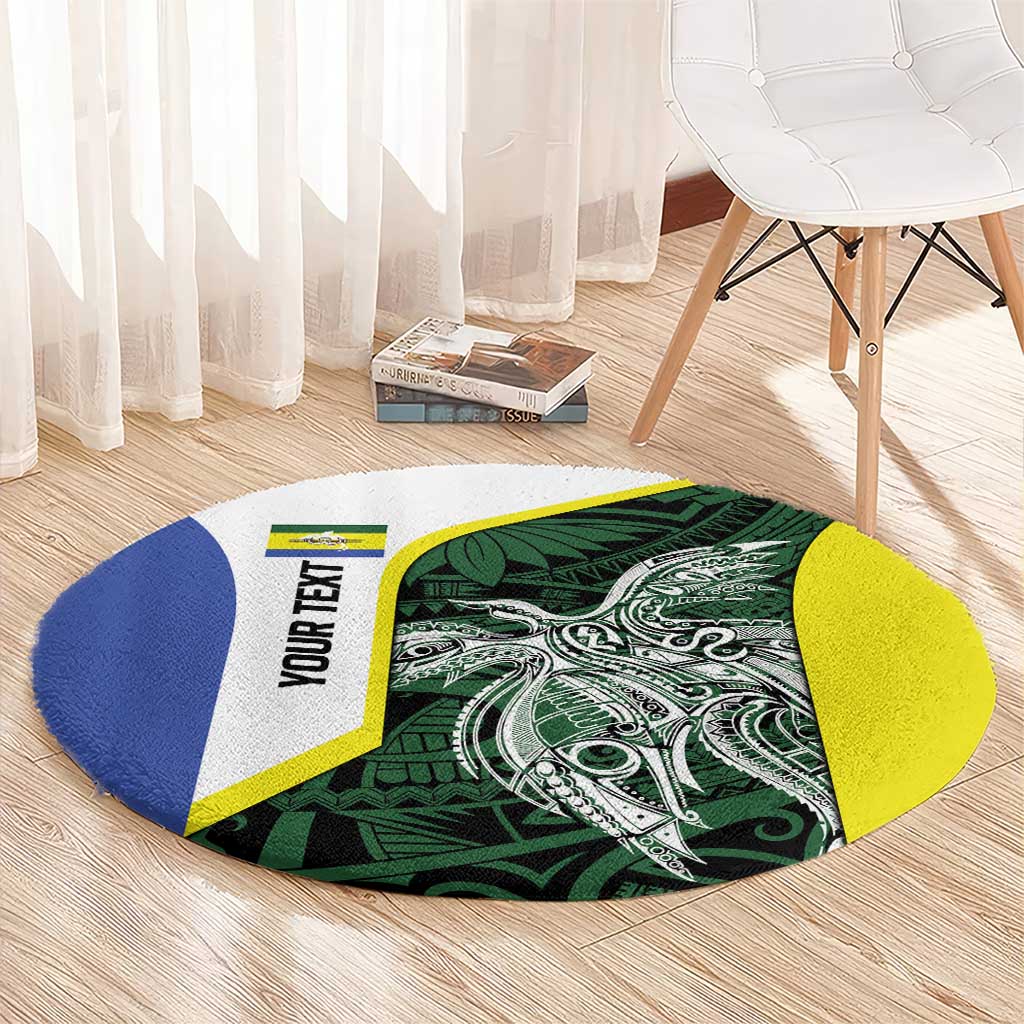 Personalised PNG Morobe Province Round Carpet Bird of Paradise Tattoo Flag Motif LT9 - Polynesian Pride