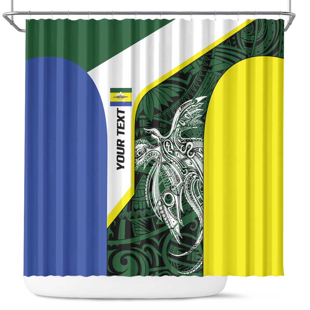 Personalised PNG Morobe Province Shower Curtain Bird of Paradise Tattoo Flag Motif LT9 Green - Polynesian Pride