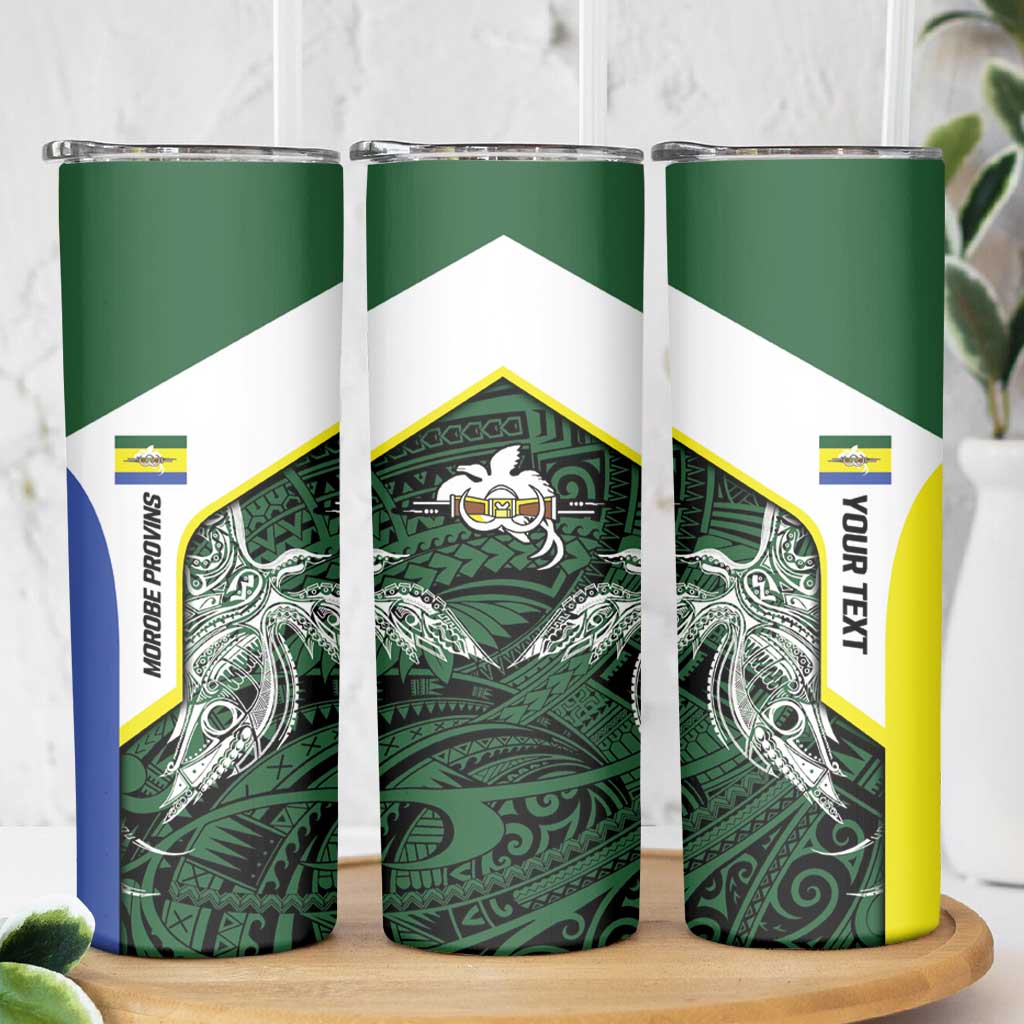 Personalised PNG Morobe Province Skinny Tumbler Bird of Paradise Tattoo Flag Motif LT9 - Polynesian Pride