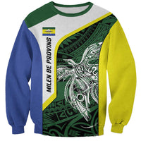 Personalised PNG Morobe Province Sweatshirt Bird of Paradise Tattoo Flag Motif LT9 Unisex Green - Polynesian Pride