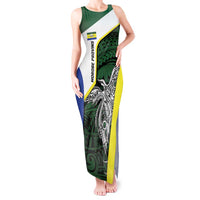 Personalised PNG Morobe Province Tank Maxi Dress Bird of Paradise Tattoo Flag Motif LT9 Women Green - Polynesian Pride