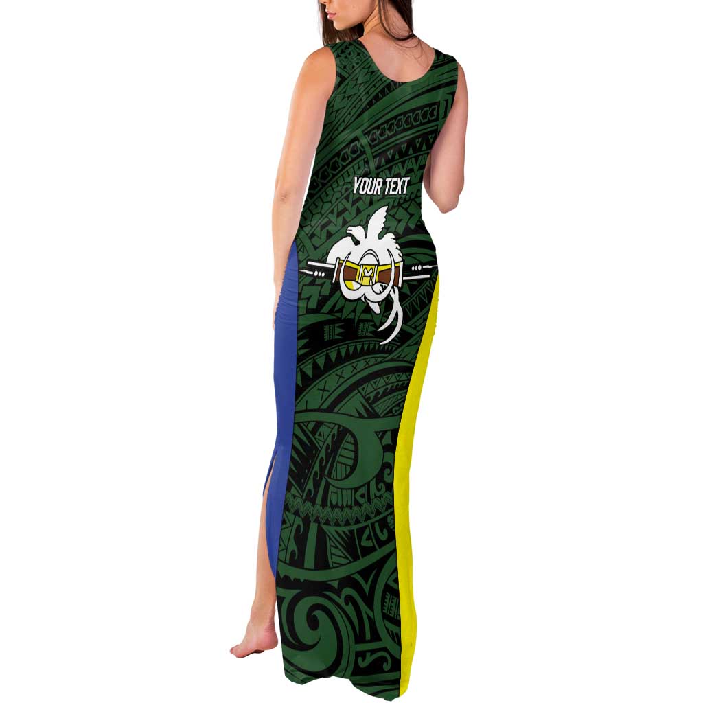 Personalised PNG Morobe Province Tank Maxi Dress Bird of Paradise Tattoo Flag Motif LT9 - Polynesian Pride