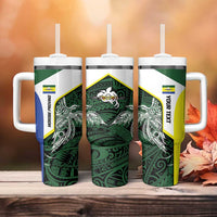 Personalised PNG Morobe Province Tumbler With Handle Bird of Paradise Tattoo Flag Motif LT9 - Polynesian Pride