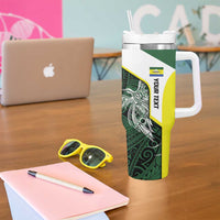 Personalised PNG Morobe Province Tumbler With Handle Bird of Paradise Tattoo Flag Motif LT9 - Polynesian Pride