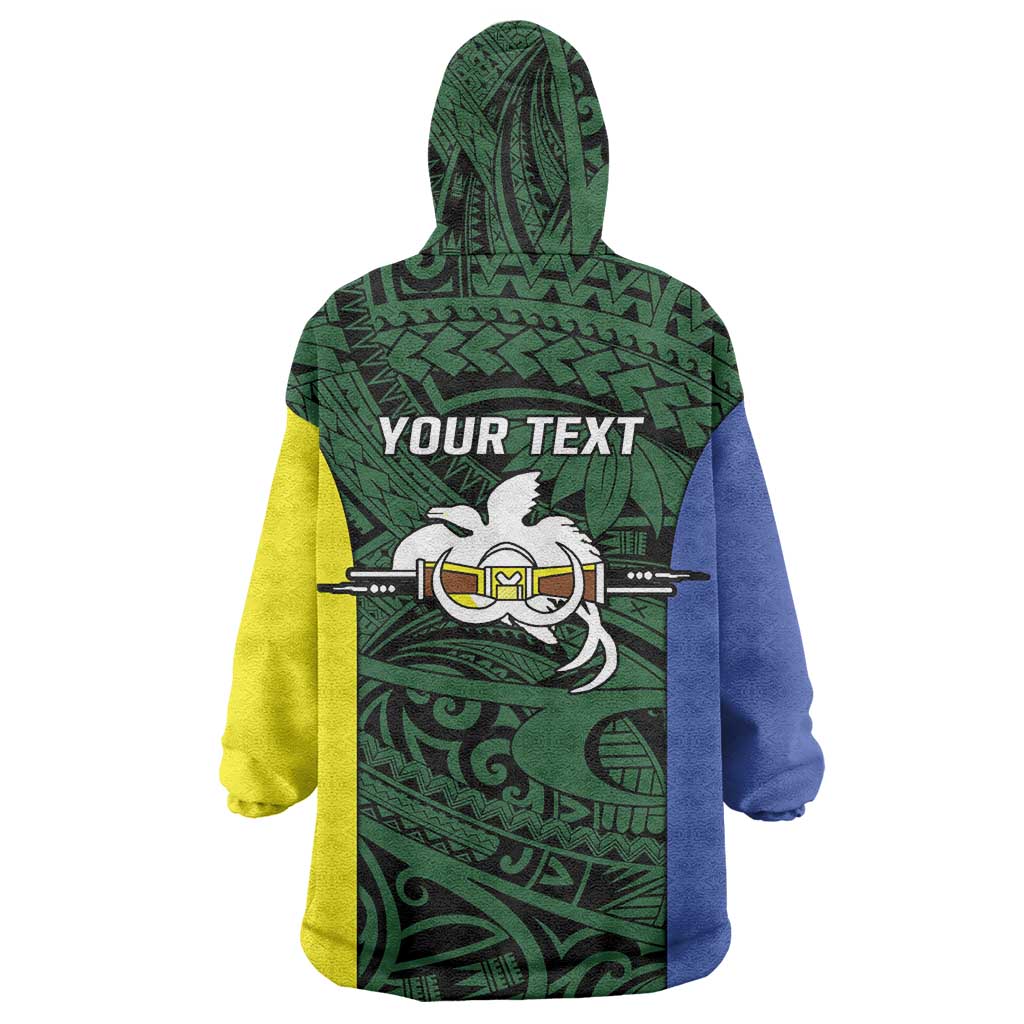 Personalised PNG Morobe Province Wearable Blanket Hoodie Bird of Paradise Tattoo Flag Motif LT9 - Polynesian Pride