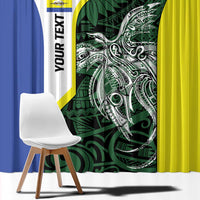 Personalised PNG Morobe Province Window Curtain Bird of Paradise Tattoo Flag Motif LT9 - Polynesian Pride