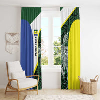Personalised PNG Morobe Province Window Curtain Bird of Paradise Tattoo Flag Motif LT9 - Polynesian Pride