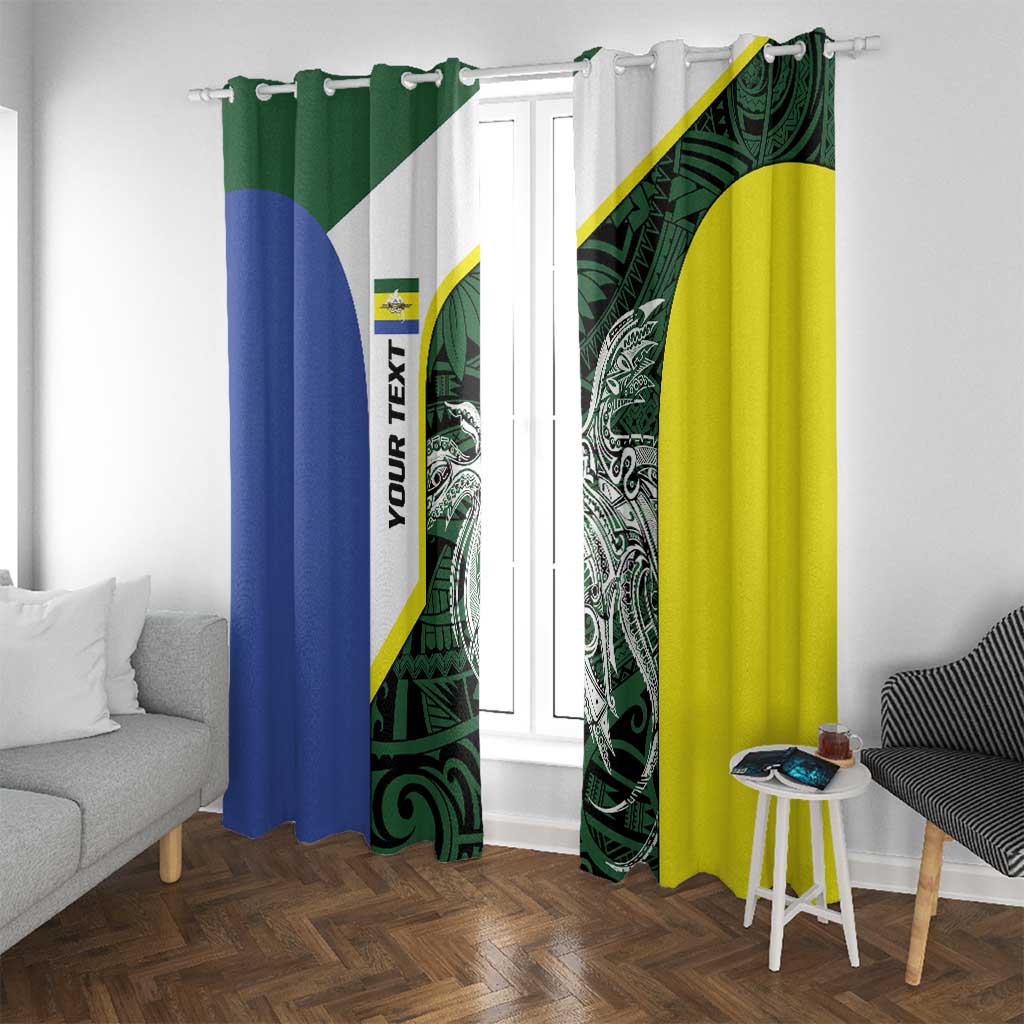 Personalised PNG Morobe Province Window Curtain Bird of Paradise Tattoo Flag Motif LT9 With Grommets Green - Polynesian Pride