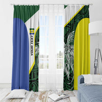 Personalised PNG Morobe Province Window Curtain Bird of Paradise Tattoo Flag Motif LT9 - Polynesian Pride