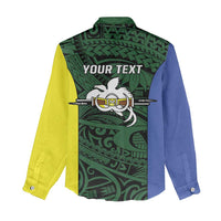 Personalised PNG Morobe Province Women Casual Shirt Bird of Paradise Tattoo Flag Motif LT9 - Polynesian Pride