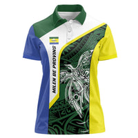 Personalised PNG Morobe Province Women Polo Shirt Bird of Paradise Tattoo Flag Motif LT9 Female Green - Polynesian Pride