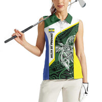 Personalised PNG Morobe Province Women Sleeveless Polo Shirt Bird of Paradise Tattoo Flag Motif LT9 - Polynesian Pride