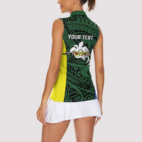 Personalised PNG Morobe Province Women Sleeveless Polo Shirt Bird of Paradise Tattoo Flag Motif LT9 - Polynesian Pride