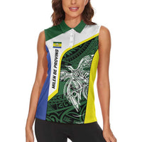 Personalised PNG Morobe Province Women Sleeveless Polo Shirt Bird of Paradise Tattoo Flag Motif LT9 - Polynesian Pride