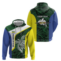 Personalised PNG Morobe Province Zip Hoodie Bird of Paradise Tattoo Flag Motif LT9 - Polynesian Pride