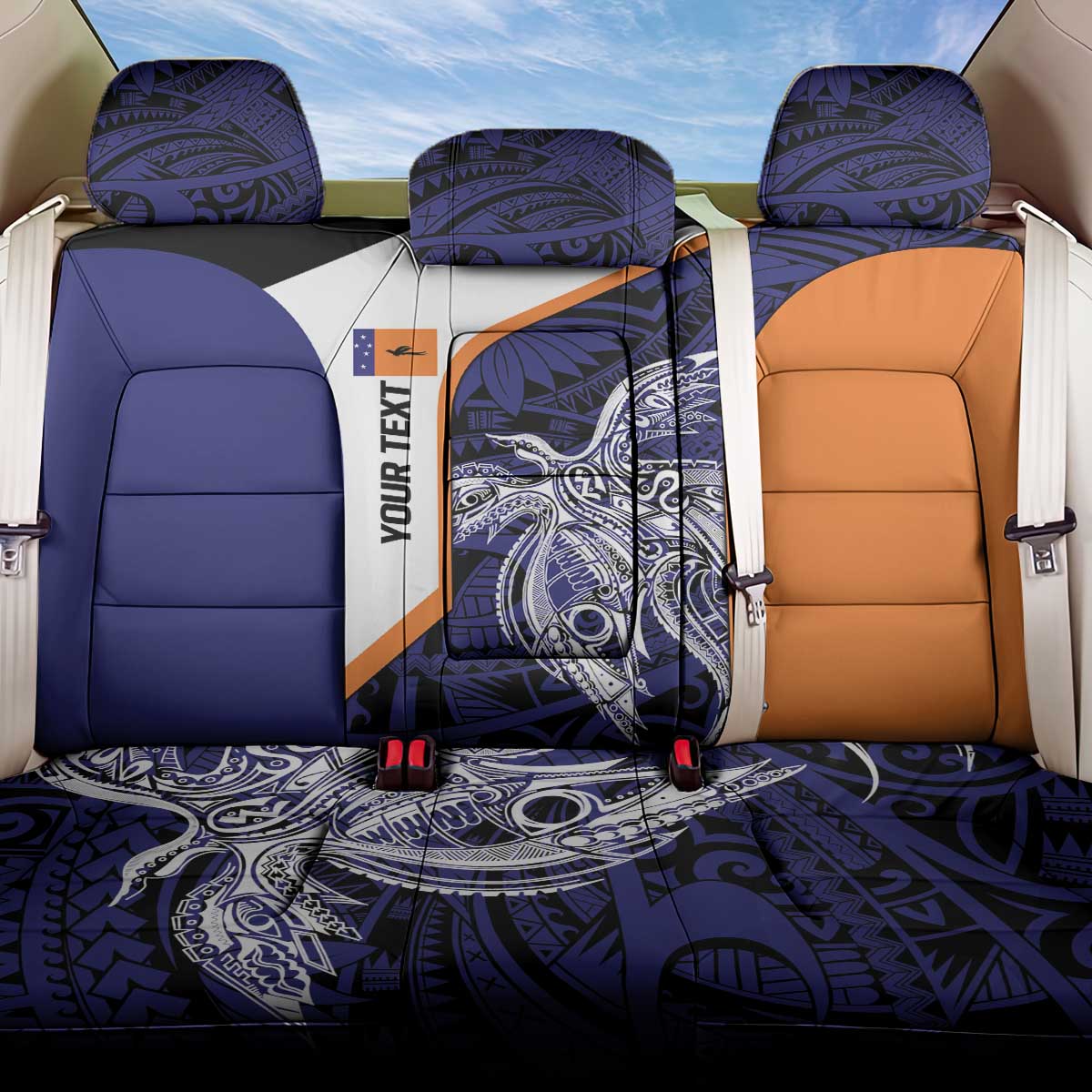 Personalised PNG New Ireland Back Car Seat Cover Bird of Paradise Tattoo Flag Motif LT9 One Size Orange - Polynesian Pride