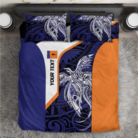 Personalised PNG New Ireland Bedding Set Bird of Paradise Tattoo Flag Motif LT9 Orange - Polynesian Pride