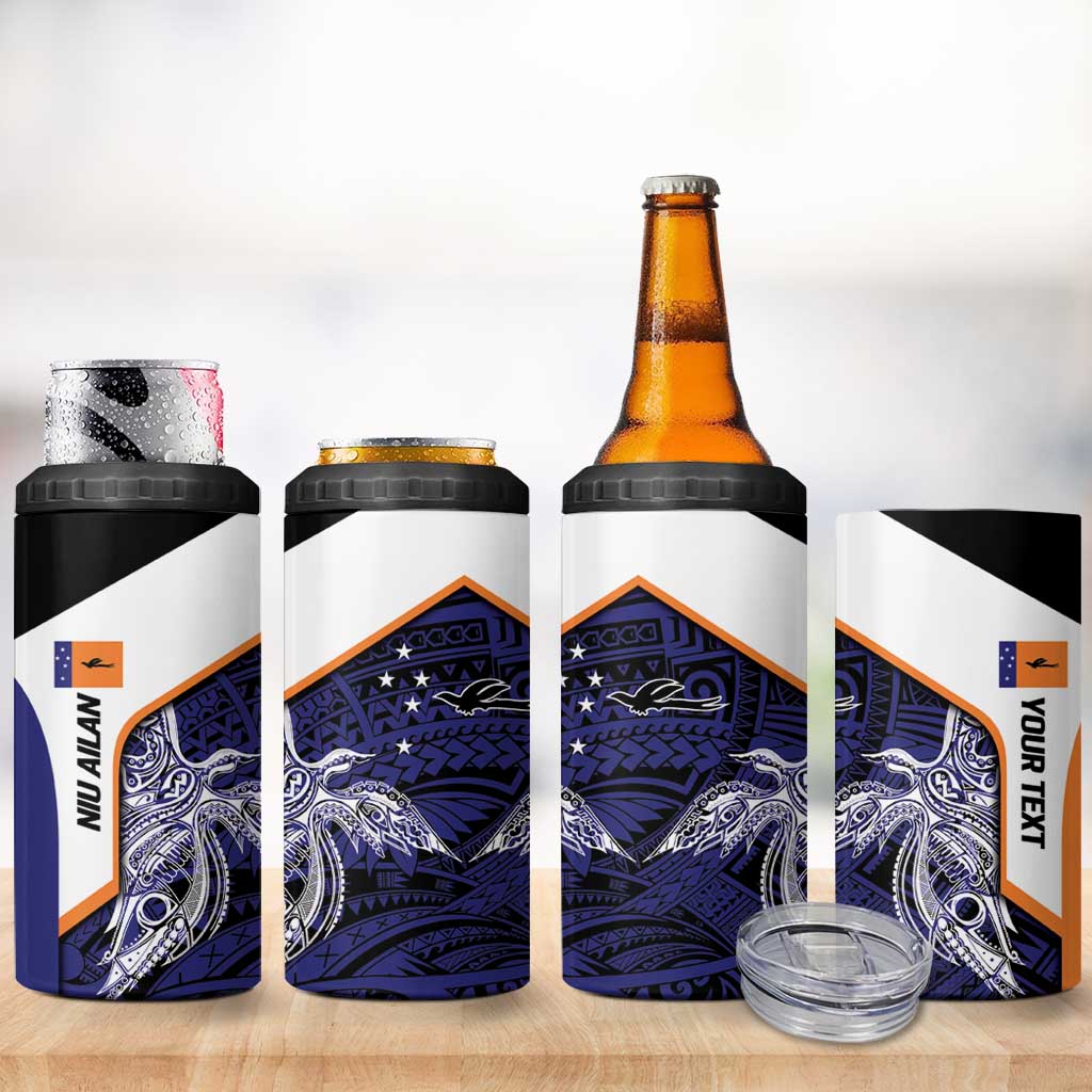 Personalised PNG New Ireland 4 in 1 Can Cooler Tumbler Bird of Paradise Tattoo Flag Motif LT9 - Polynesian Pride