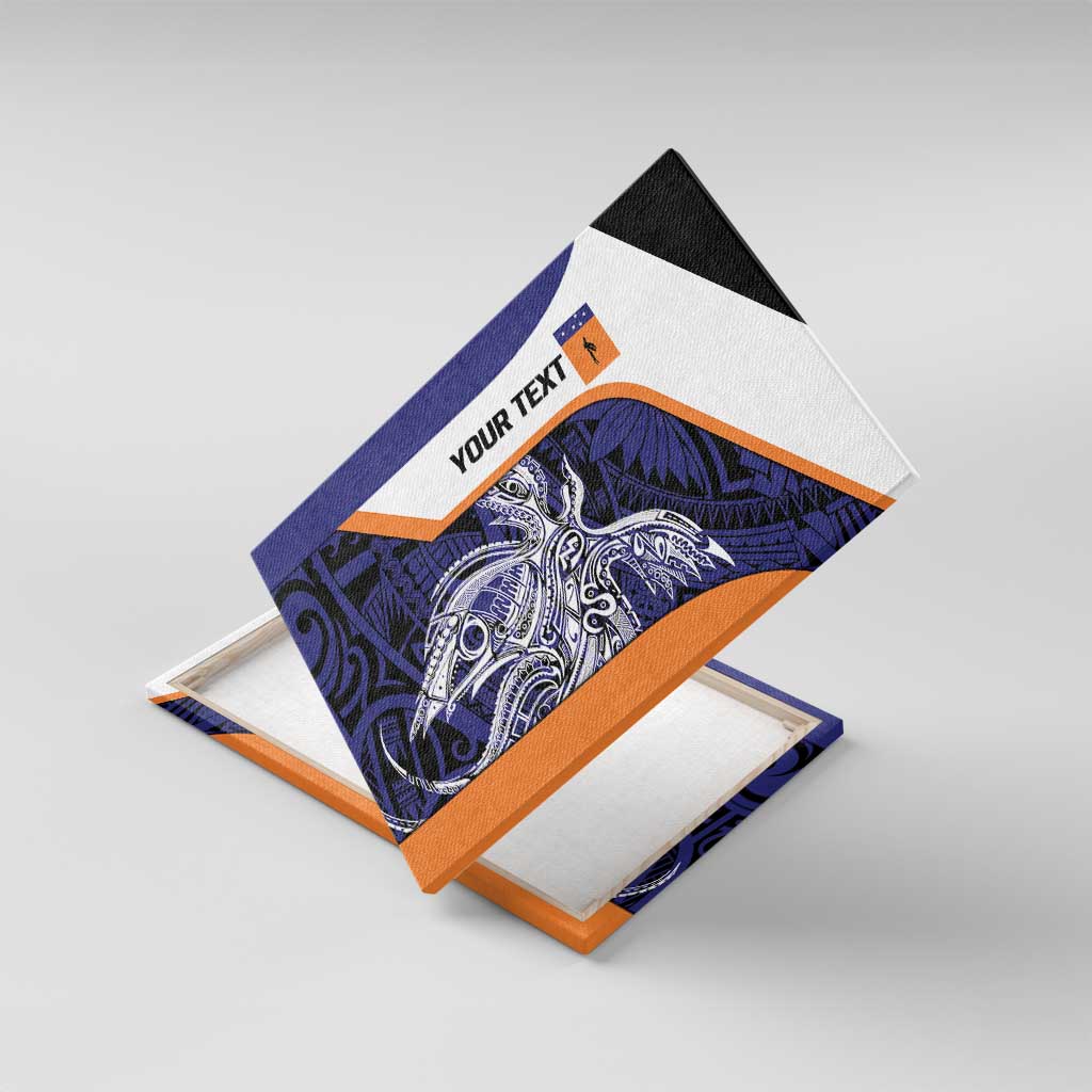 Personalised PNG New Ireland Canvas Wall Art Bird of Paradise Tattoo Flag Motif LT9 With Frame Orange - Polynesian Pride