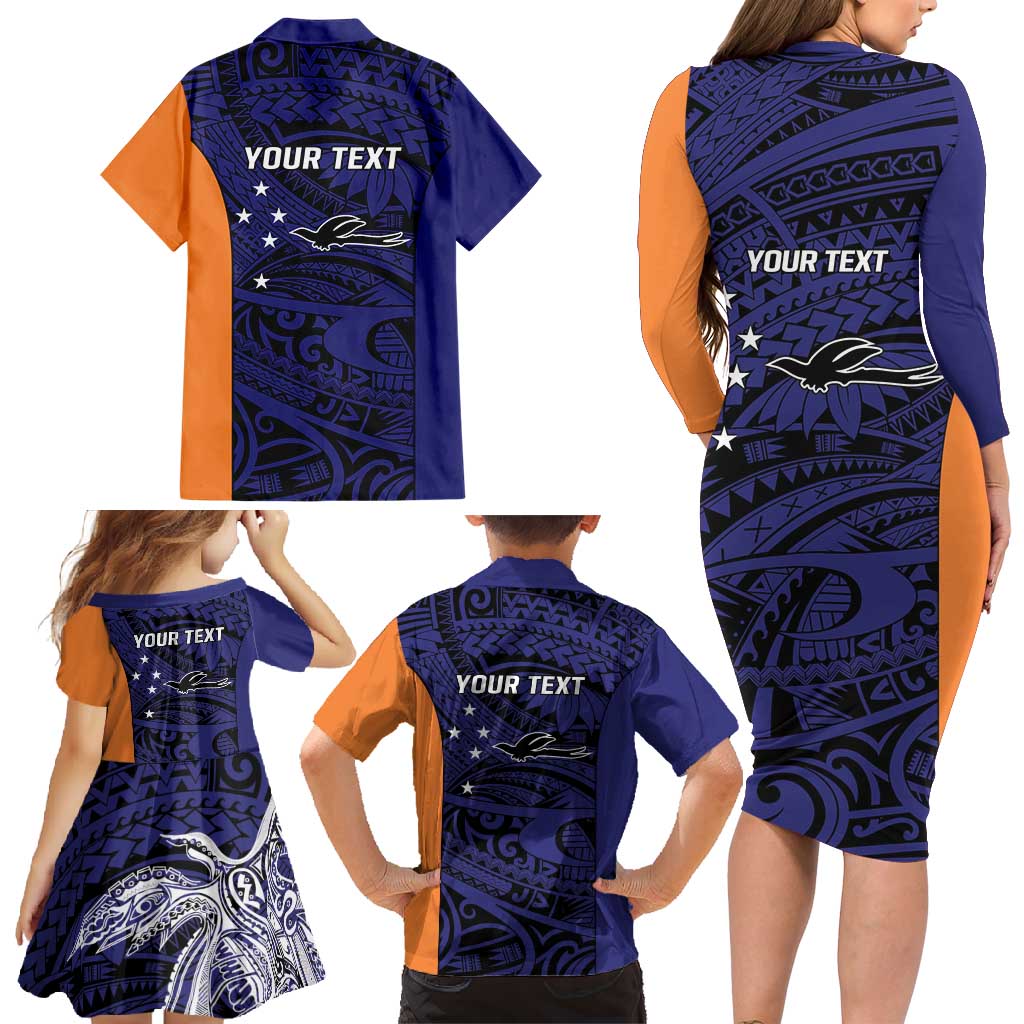 Personalised PNG New Ireland Family Matching Long Sleeve Bodycon Dress and Hawaiian Shirt Bird of Paradise Tattoo Flag Motif LT9 - Polynesian Pride