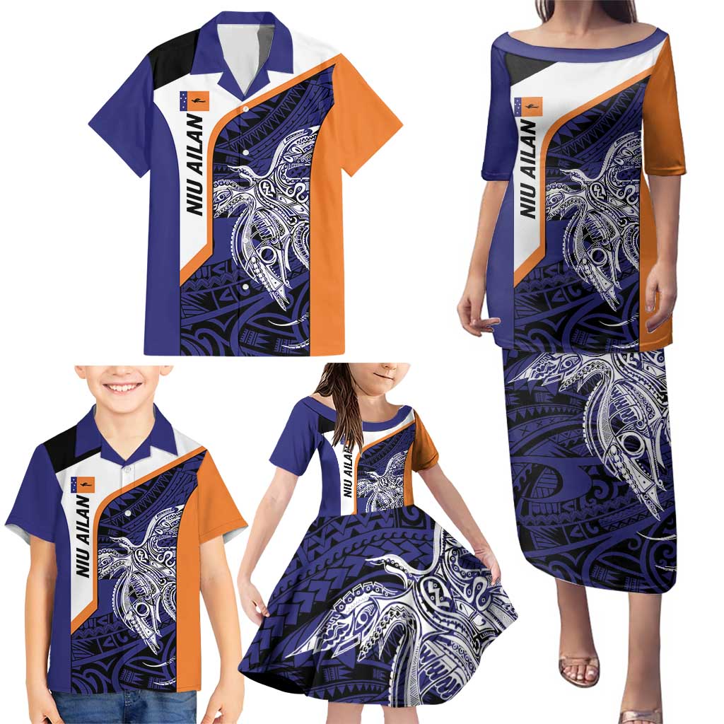 Personalised PNG New Ireland Family Matching Puletasi and Hawaiian Shirt Bird of Paradise Tattoo Flag Motif LT9 - Polynesian Pride