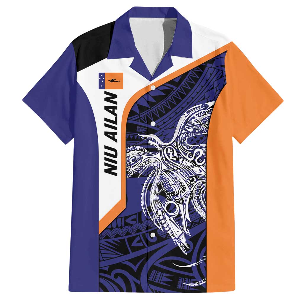 Personalised PNG New Ireland Family Matching Tank Maxi Dress and Hawaiian Shirt Bird of Paradise Tattoo Flag Motif LT9 Dad's Shirt - Short Sleeve Orange - Polynesian Pride
