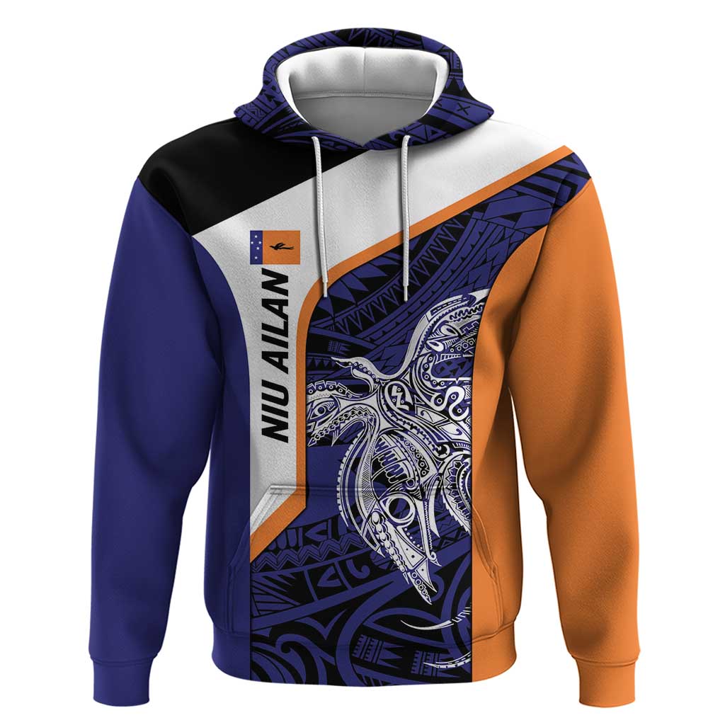 Personalised PNG New Ireland Hoodie Bird of Paradise Tattoo Flag Motif - Polynesian Pride