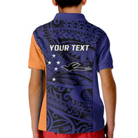 Personalised PNG New Ireland Kid Polo Shirt Bird of Paradise Tattoo Flag Motif LT9 - Polynesian Pride