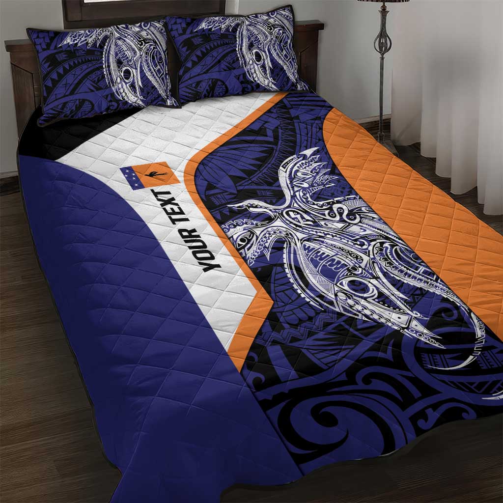 Personalised PNG New Ireland Quilt Bed Set Bird of Paradise Tattoo Flag Motif LT9 Orange - Polynesian Pride