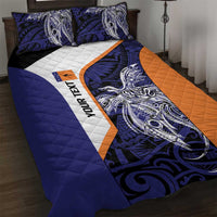 Personalised PNG New Ireland Quilt Bed Set Bird of Paradise Tattoo Flag Motif LT9 Orange - Polynesian Pride