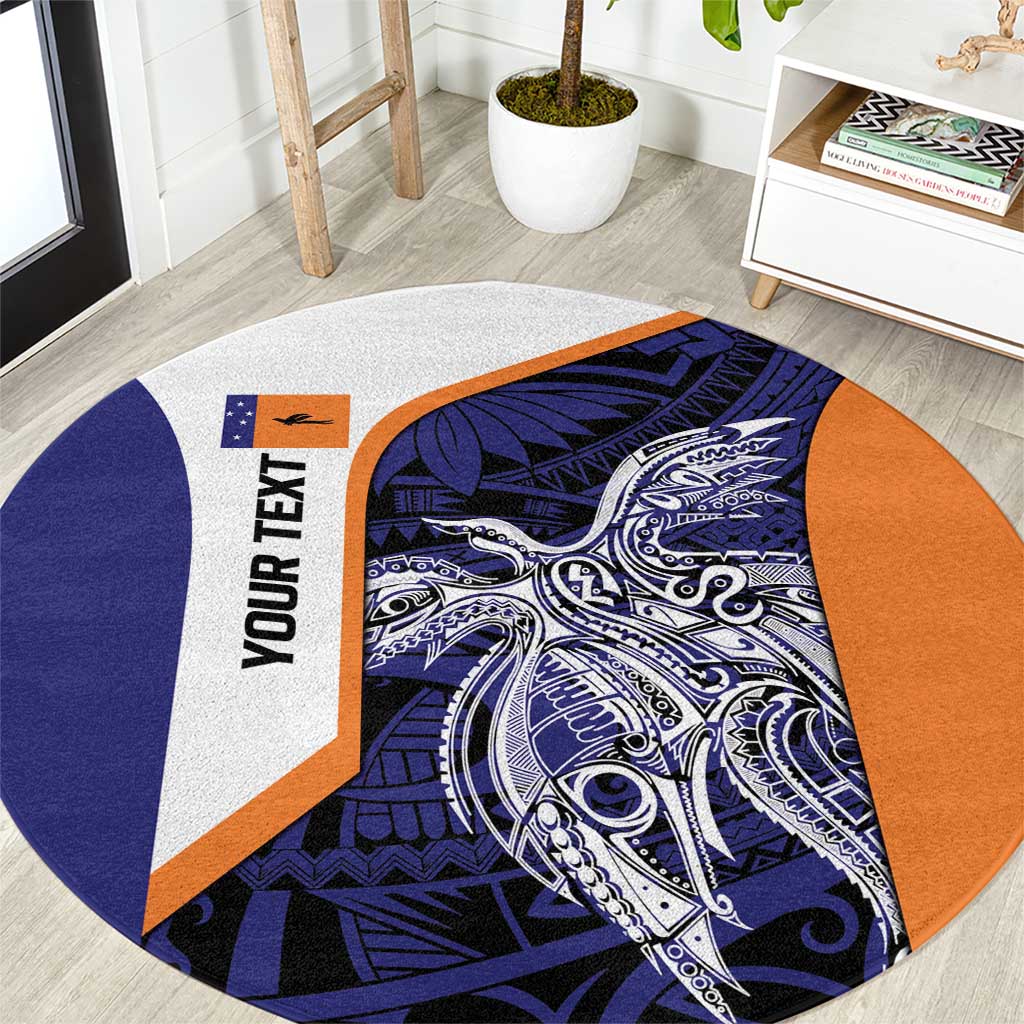 Personalised PNG New Ireland Round Carpet Bird of Paradise Tattoo Flag Motif LT9 Orange - Polynesian Pride