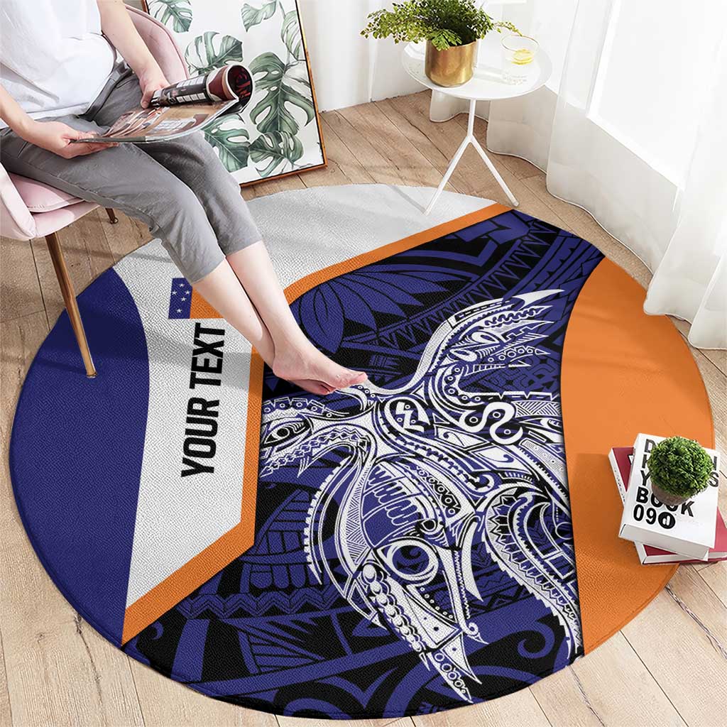 Personalised PNG New Ireland Round Carpet Bird of Paradise Tattoo Flag Motif LT9 - Polynesian Pride