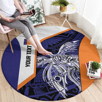 Personalised PNG New Ireland Round Carpet Bird of Paradise Tattoo Flag Motif LT9 - Polynesian Pride