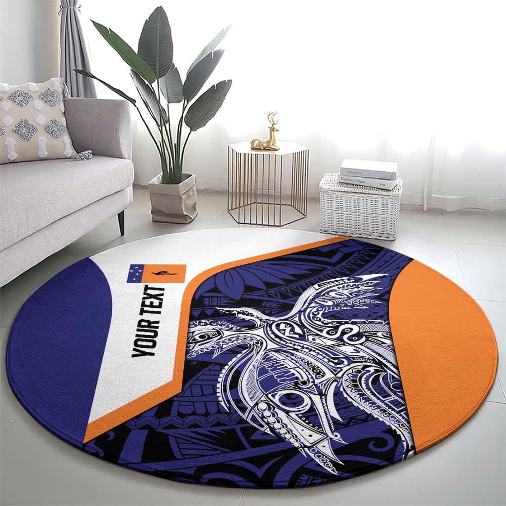 Personalised PNG New Ireland Round Carpet Bird of Paradise Tattoo Flag Motif LT9 - Polynesian Pride